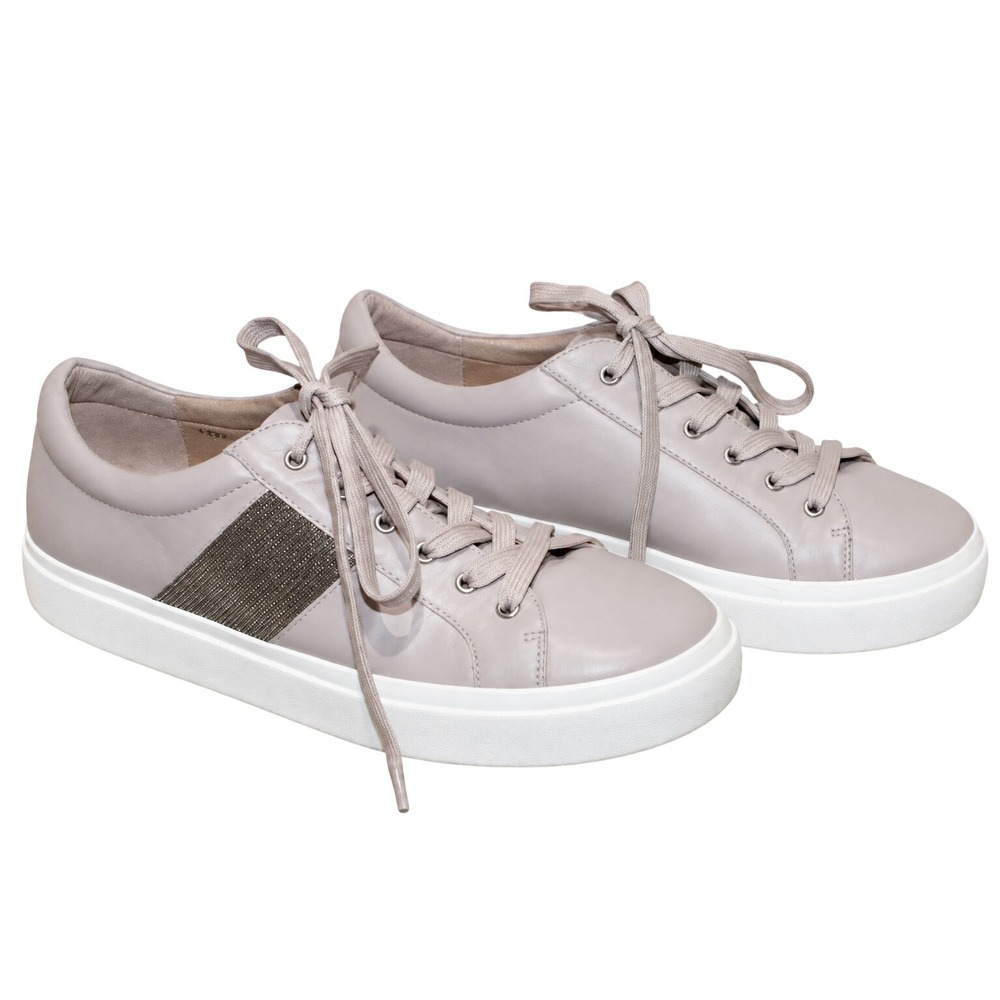 Vaneli Sport Metallic Stripe Leather Platform Sneakers Women 10 M Taupe Nappa